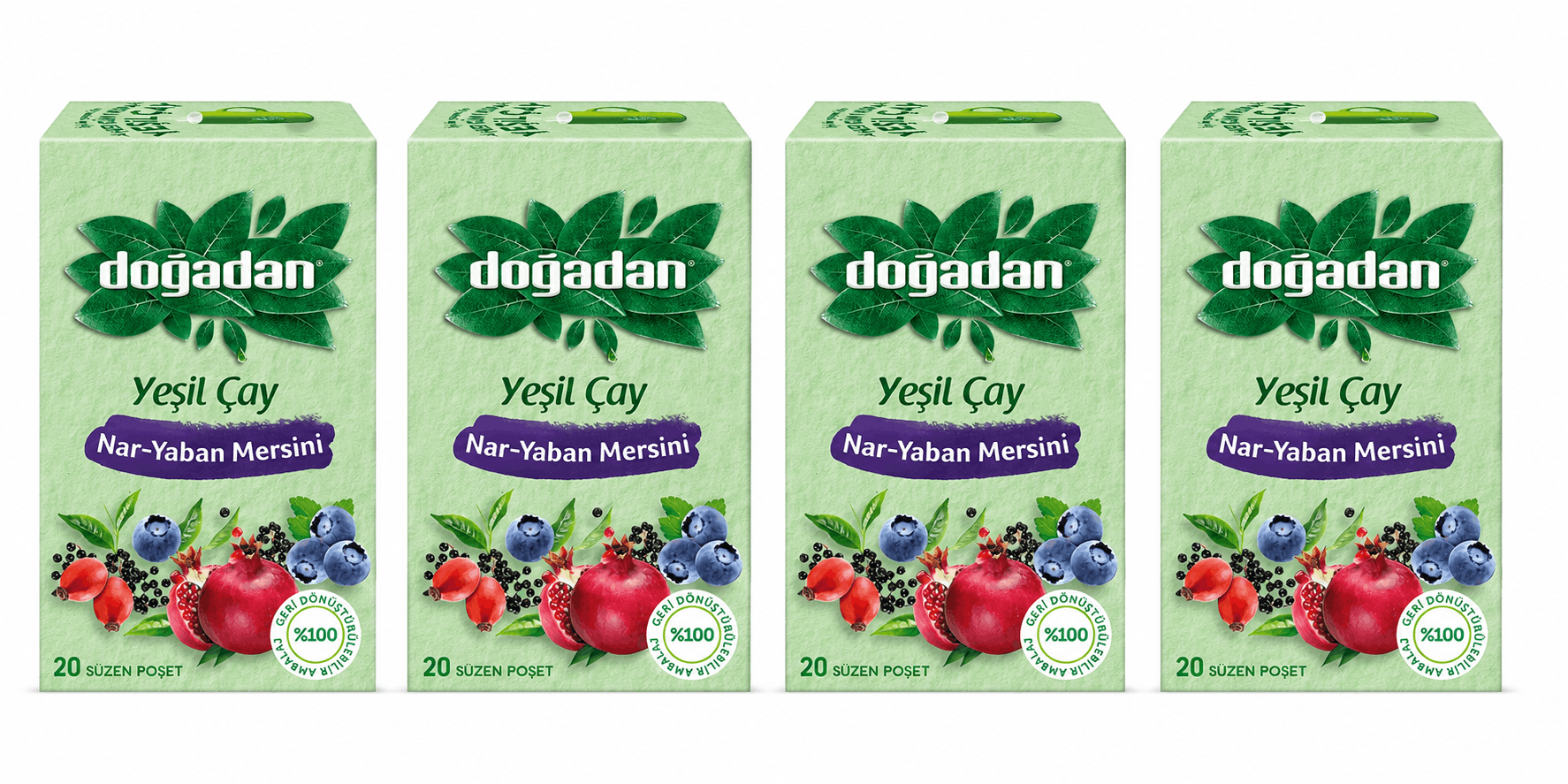 4-Pack Green Tea, Pomegranate, Blueberry